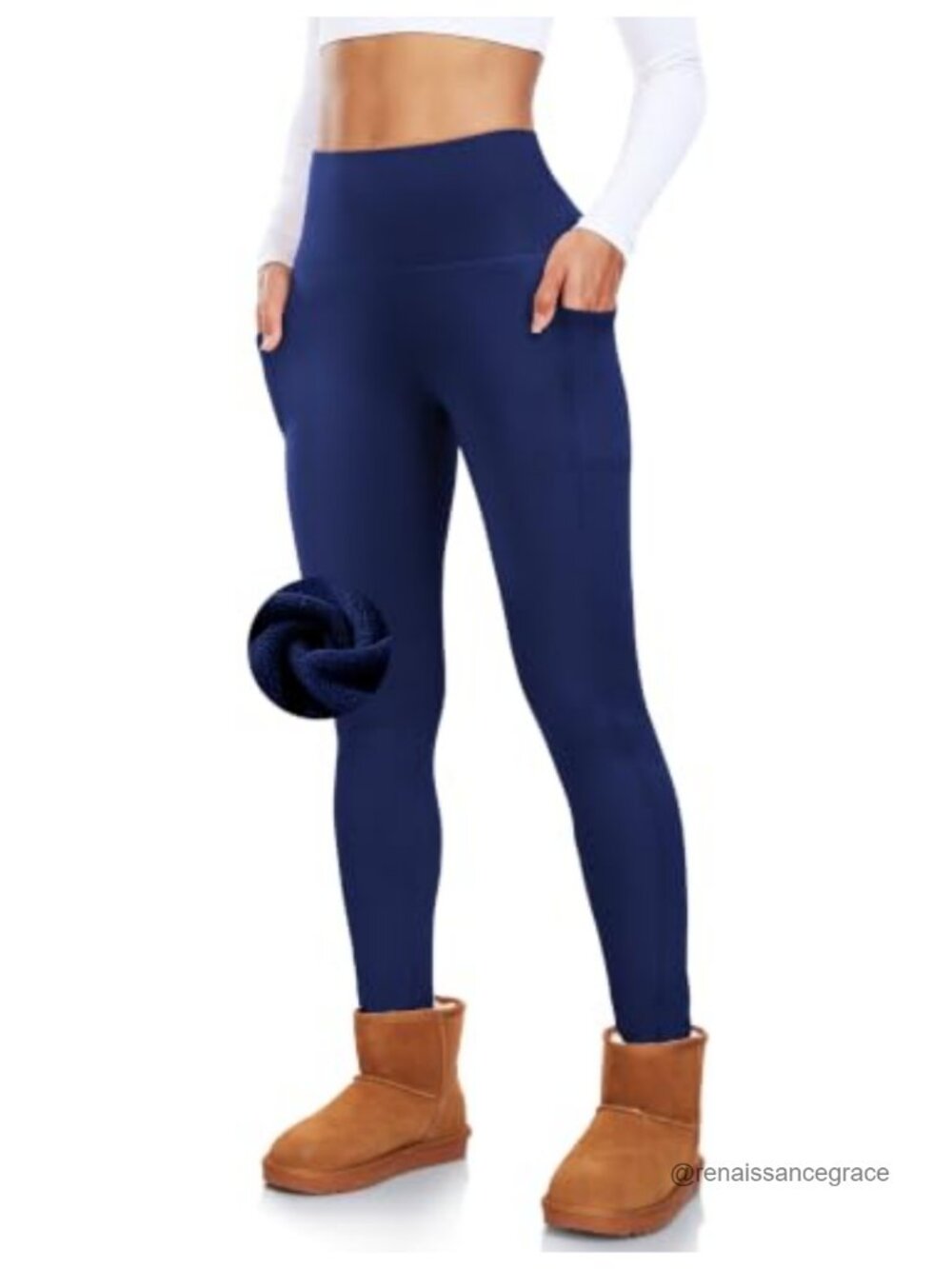 Fleece Lined Leggings with Pockets Thermal Warm Winter Yoga Pants